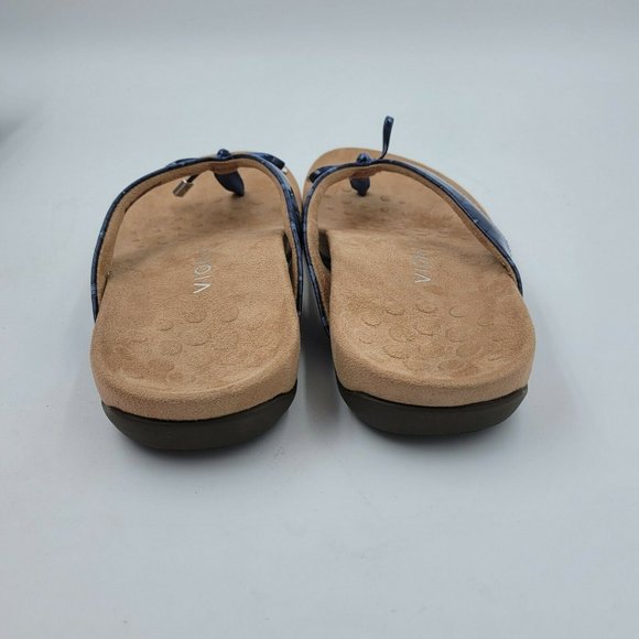 Vionic Rest Bella II Toe Post Thong Sandal Shoe Navy Chevron Women's Size 9 NEW - Picture 7 of 10